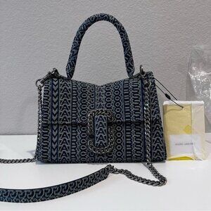 Marc Jacobs The Washed Monogram Denim St. Marc Top Handle Bag